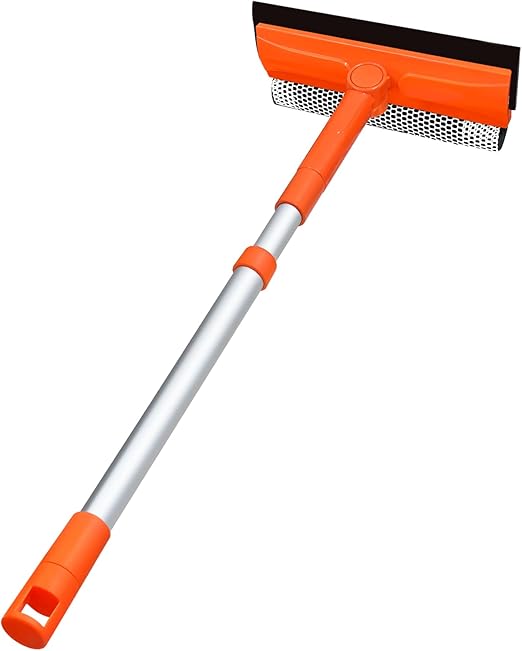 Squeegee for Window | 2-in-1 Window Cleaner Sponge and Soft Rubber Strip with Telescopic Extension Pole 20�-30� | Window Washer for Shower, Car Windshield, Mirror, Glass Cleaning