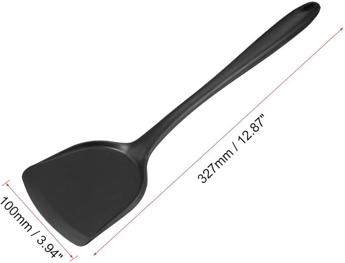 uxcell Silicone Spatula Heat Resistant Non Stick Kitchen Spatulas 327mm Length for Baking and Cooking Black