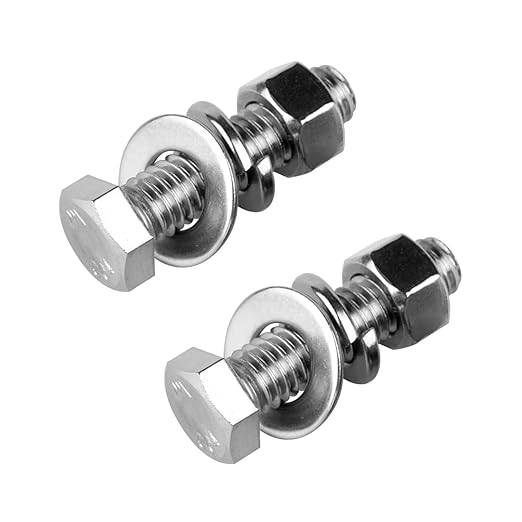 6Sets 38-16 x 1-14" Hex Head Bolts Screws with Hex Nuts and Thick Flat  Lock Washers, 304 Stainless Steel, UNC Coarse Thread, Silver Finish