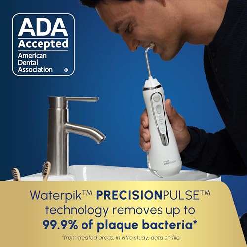 Waterpik Cordless Advanced 2.0 Water Flosser For Teeth, Gums, Braces, Dental Care With Travel Bag and 4 Tips, ADA Accepted, Rechargeable, Portable, and Waterproof, White WP-580, Packaging May Vary ( No original Box )