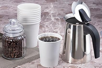 NYHI 150 Pack 8 oz White Paper Disposable Coffee Cups Hot Cold Beverage Drinking Cup for Water Juice Espresso Tea Ideal for Water Coolers Party