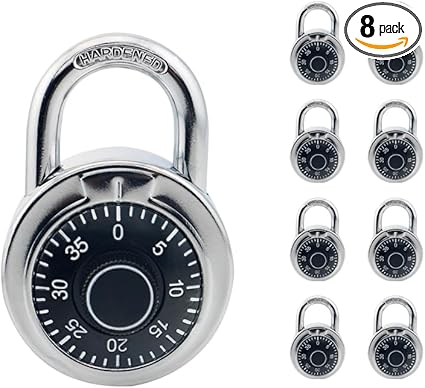 8 Pack Combination Lock Locker Lock for Gym and School Lockers Safe Combination Padlock Mini Combination Lock,Standard Dial Combination Lock, Pack of 8