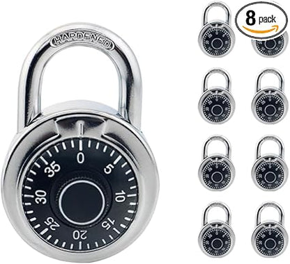 8 Pack Combination Lock Locker Lock for Gym and School Lockers Safe Combination Padlock Mini Combination Lock,Standard Dial Combination Lock, Pack of 8
