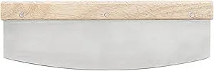 Santa Barbara Design Studio Pizza Rocker Stainless Steel and Oak Cutter, 13" x 4", Pizza My Heart