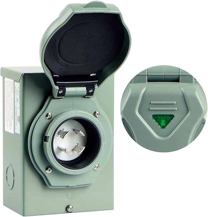 30 AMP Generator Inlet, NEMA L14-30P Power Inlet Box, 4-PRONG Waterproof Generator Power Inlet Box