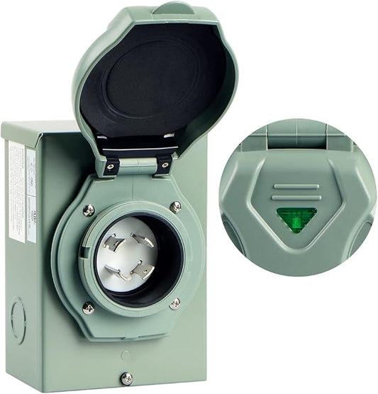 30 AMP Generator Inlet, NEMA L14-30P Power Inlet Box, 4-PRONG Waterproof Generator Power Inlet Box