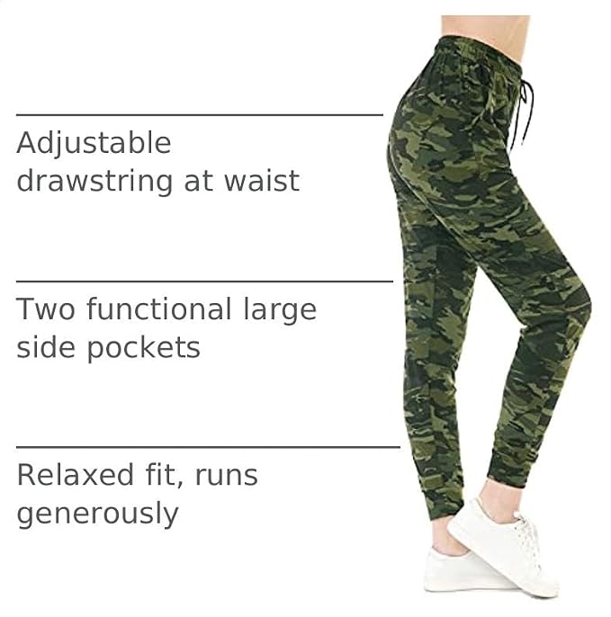 Medium Size Leggings Depot Women's Jogger Track Cuff Sweatpants with Pockets for Yoga, Workout.
