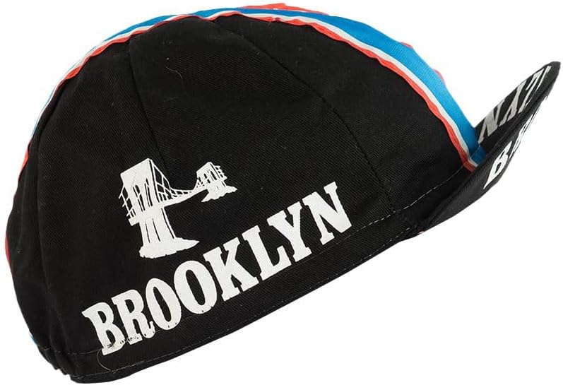 Team Brooklyn Retro Cycling Cap Black with Red/White/Blue Stripes