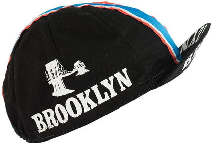 Team Brooklyn Retro Cycling Cap Black with Red/White/Blue Stripes