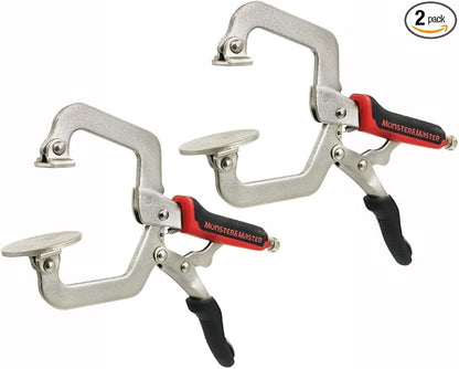 Monster  Master 6" C clamp Face Clamp Locking Plier with Larger Flat Swivel Pads for Woodworking, Welding and Pocket Hole Joinery, 2-Piece