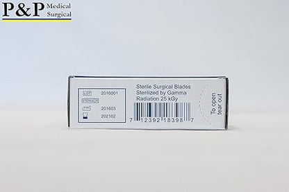 Disposable Surgical Scalpel Blades Sterile High Grade Carbon Steel 2.1 10xx Individually Foil Wrapped by PP MEDICAL SURGICAL Size 15 Box of 100