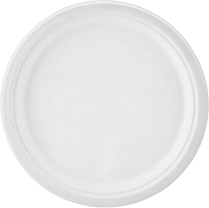 [150-Pack 10 Inch 100% Compostable Paper Plates, Heavy Duty Disposable Party Plates - Eco-Friendly, Biodegradable Sugarcane Bagasse, White Unbleached 10" Dinner Paper Plate