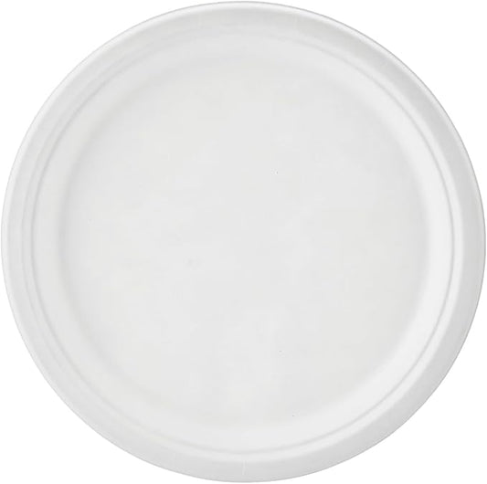 [150-Pack 10 Inch 100% Compostable Paper Plates, Heavy Duty Disposable Party Plates - Eco-Friendly, Biodegradable Sugarcane Bagasse, White Unbleached 10" Dinner Paper Plate