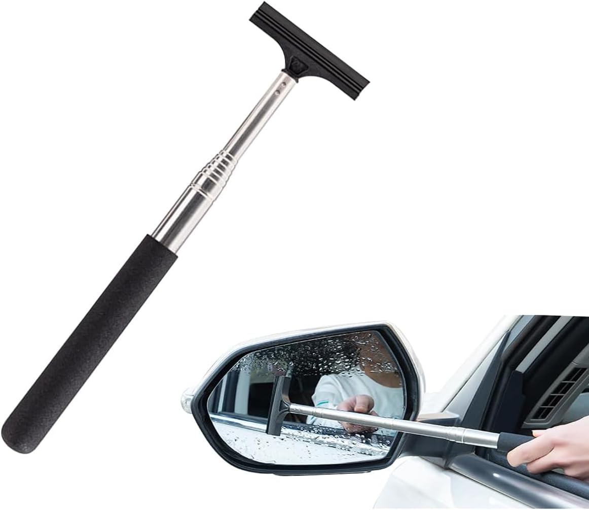 Side Mirror Squeegee,Retractable Car Rearview Mirror Wiper,Portable Car Mirror Squeegee for Rainy Foggy Weather,Universal Car Accessories