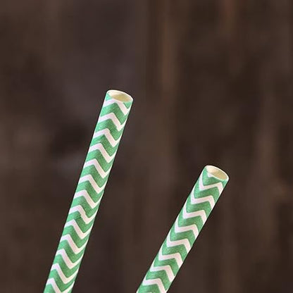 ABOOFAN Party Striped Decorative Straws 25 Pcs Light Green Paper Straws Safe for Cocktails Smoothies