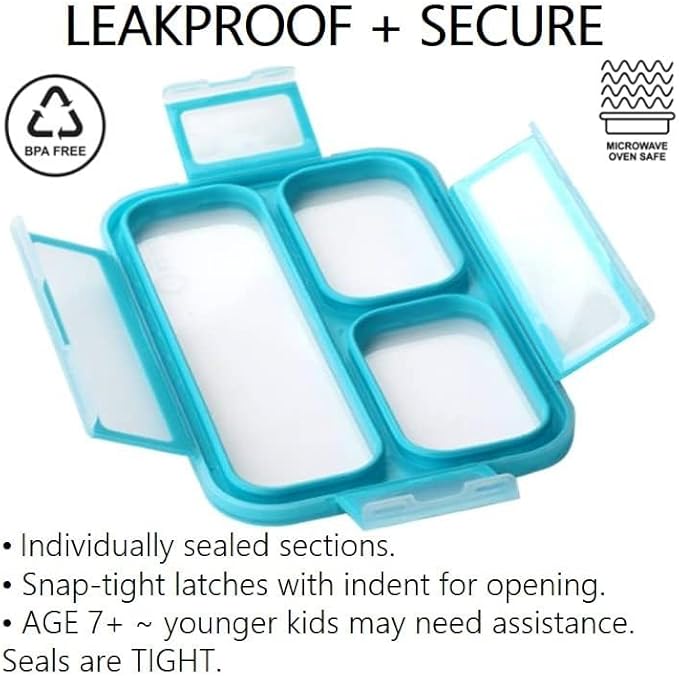 Mini Bento-Box Lunch and Snack Boxes Set of 2 | Small Portion Containers for Kids Boys Girls Toddlers | BPA Free | Navy & Blue