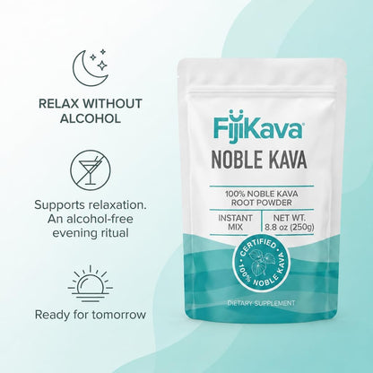 FijiKava Instant Kava Kava Powder 250g – Premium Kava Root Powder with High Kavalactone Content – Natural Relaxation Aid for Calmness, Stress Relief, and Sleep Support – Easy-to-Mix