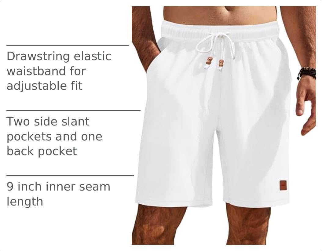 COOFANDY Mens Summer Beach Shorts Casual Elastic Waist Drawstring Short Vacation Shorts with Pockets.