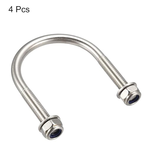 uxcell u-Bolts 4Pcs 1.5"(38mm) Inner Width 58mm Length M6 304 Stainless Steel Round U Bolt with Nuts Washers for Boat Trailer Axle