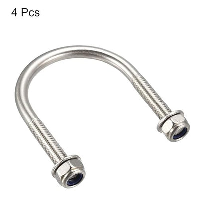 uxcell u-Bolts 4Pcs 1.5"(38mm) Inner Width 58mm Length M6 304 Stainless Steel Round U Bolt with Nuts Washers for Boat Trailer Axle