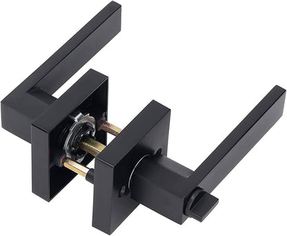 Door Lever Zinc Alloy Brass Sturdy Black Modern Look Indoor Door Handle for Passage Closet Corridor
