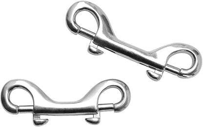 Double Ended Bolt Snap Hooks, Stainless Steel Double End Heavy Duty Trigger Snaps for Water Bucket/Dog Leash/Pet Feed Bucket/Pet Hammock and More, Pack of 6(3.5inch,Silver)