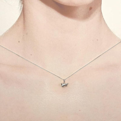 Sterling Silver Megaphone Cheerleader 3D Charm Necklace, 18"