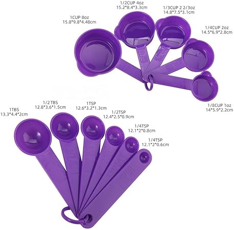 Plastic Measuring Cups and Spoons Set of 11, Kitchen Measuring Cups and Spoons Set for Dry  Liquid Ingredients, 5 Measuring Cups  6 Measuring Spoons Set for Cooking  Baking Color Black