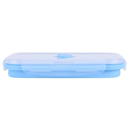 Food Storage Containers, Silicone Snack Container Folding Food Storage Container 800ml Portable Lunchbox Bowl Silicone Freezer Containers for Outdoor Office Travel (Sky Blue)
