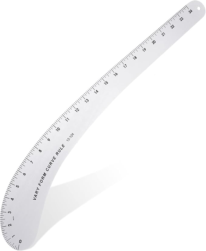 Xuhal French Curve Square Ruler Solid Aluminum Vary Form French Curve Hip Measuring Ruler for Making Crafts Sewing Design Supplies(Curve)