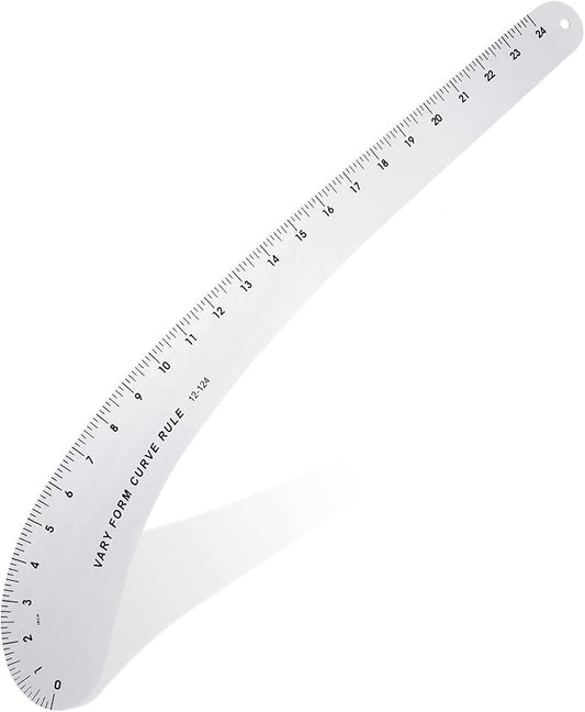 Xuhal French Curve Square Ruler Solid Aluminum Vary Form French Curve Hip Measuring Ruler for Making Crafts Sewing Design Supplies(Curve)