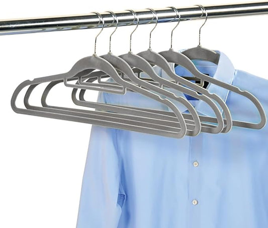 16641 Clothes Hangers, Pack of 6, Material: Plastic (ABS), Dimensions: 45.5 cm Wide, Colour: Grey