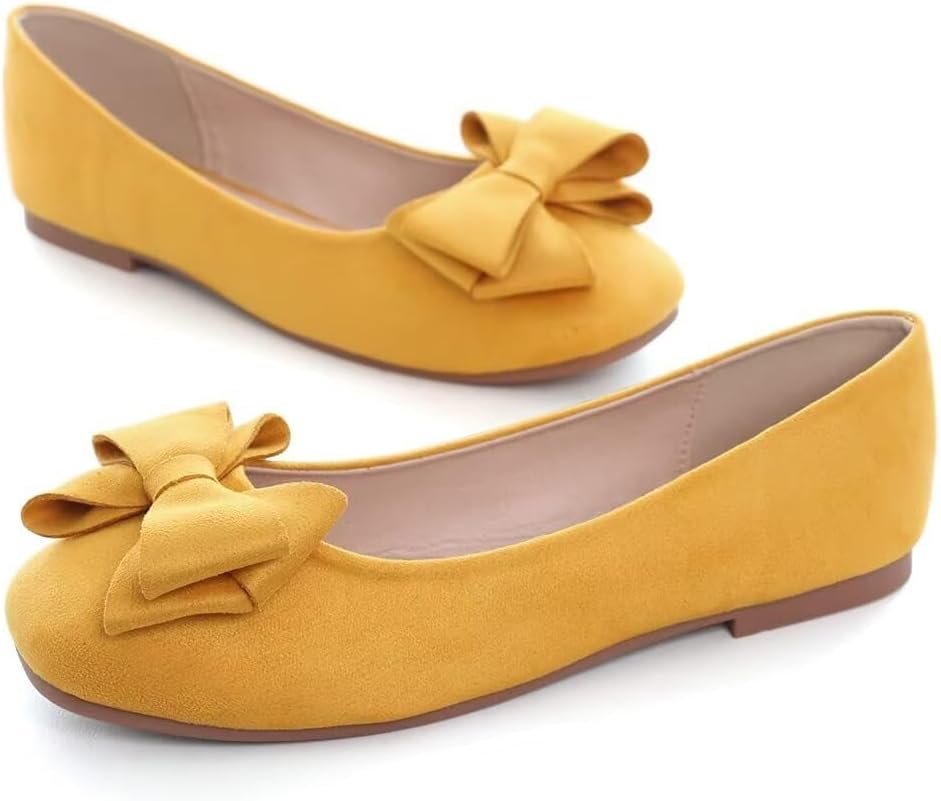 Womens Square Toe Ballet Flats Bow-Knot Slip-Ons Dressy Bowtie Casual Comfortable Wear to Work Loafers