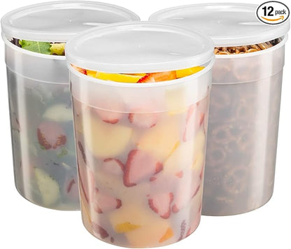 Comfy Package [6 Sets -128 oz. Disposable Plastic Food Storage Deli Containers with Lids, Ice Cream Bucket & Soup Pail