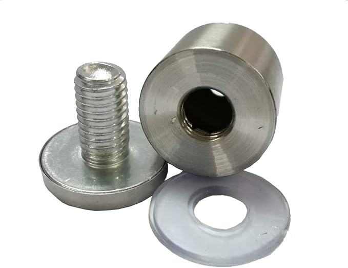 FixtureDisplays 4PK Brushed Stainless Steel Advertisment Screws Metal Standoffs 25 x 25mm Standoff Hardware for Glass 16753-C25X25-NPF