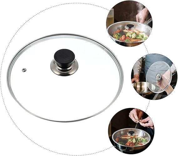 Hemoton 1 Pc Glass Lid Replacement Pot Lid Tempered Lid Kitchen Gadget Circular Pot Cover Transparent Cover Universal Pot Lid Silicone Pot Cover Round Cover Pan Lid