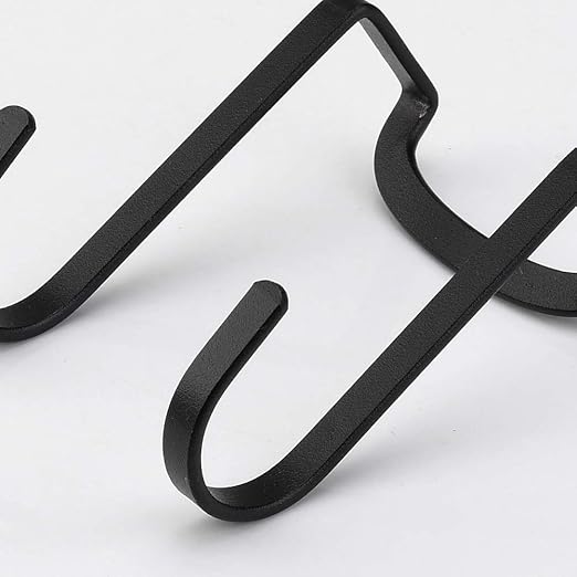 Multi-Use Over Cabinet Hook, 5 Pack, Stainless Steel, Over Door Double Hook for Drawer Cabinet, Closet, Fence, Kitchen and Bathroom, Black