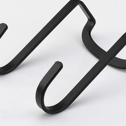 Multi-Use Over Cabinet Hook, 5 Pack, Stainless Steel, Over Door Double Hook for Drawer Cabinet, Closet, Fence, Kitchen and Bathroom, Black