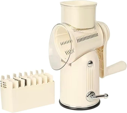 Premium Quality Rotary Cheese Grater with Handle - Kitchen Accessories Cucumber Slicer Vegetable Salad Grater, Vegetable Grater - Cheese Grater (Beige)