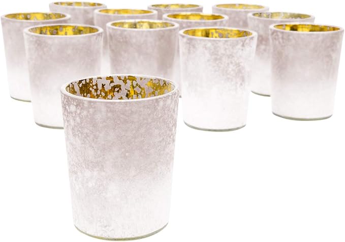 Koyal Wholesale 2.6" Tall Mauve Frosted Ombre Mercury Glass Votive Candle Holders, Set of 12, Bulk Tealight Holders
