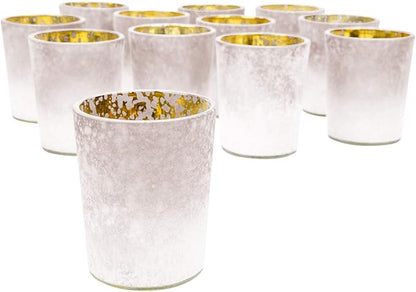 Koyal Wholesale 2.6" Tall Mauve Frosted Ombre Mercury Glass Votive Candle Holders, Set of 12, Bulk Tealight Holders