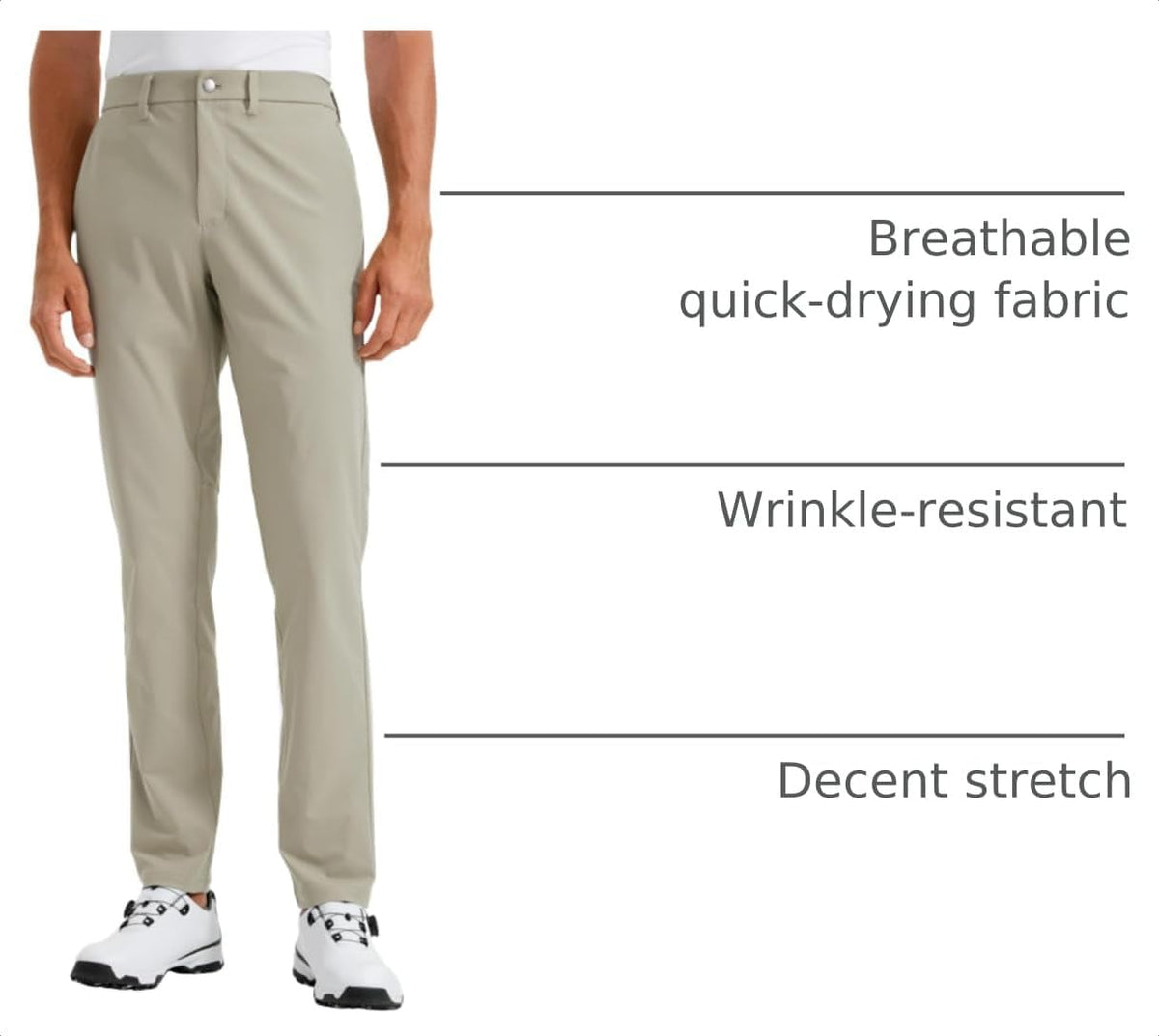 Runs Small, CRZ YOGA Men's All Day Comfy Golf Pants - 28"/30"/32"/34"/36" Quick Dry Lightweight Work Casual Trousers with Pockets .