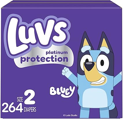 Luvs Size 2 Baby Diapers, Platinum Protection Bluey Diapers for Day  Night, Size 2, 264 Count (Packaging May Vary)