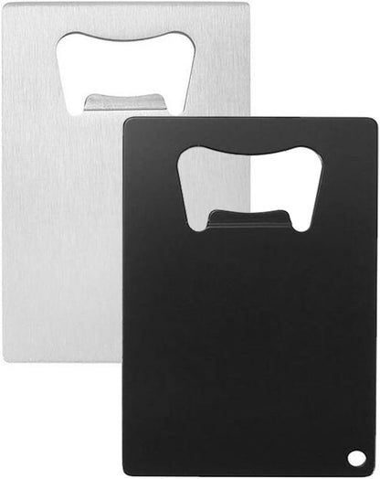 Wallet Bottle Opener, Cool & Funny Card Size Party Wedding Favors Beer Bottle Opener for Guest,Stainless Steel (2pcs-Black(