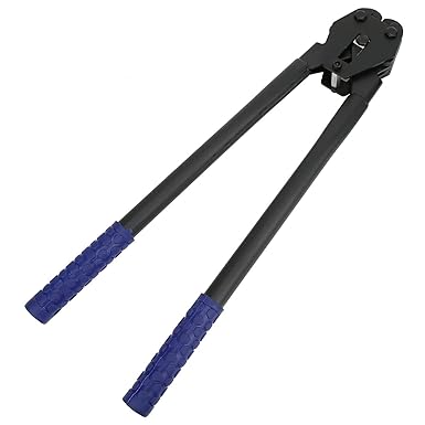 12-19mm PP PET Strap Crimper Banding Crimper Packer Sealer Pliers Long Handle Manual Packing Machine Packaging Pliers Strapping Banding Tool (Blue)
