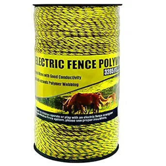 BESTEEL Upgraded Electric Fence Poly Wire 3285 Feet 1000 Meters, 18" Diameter Portable Electric Fencing Polywires, 6 Stainless Steel Strands for Reliable Conductivity and Rust Resistance UV Resistant