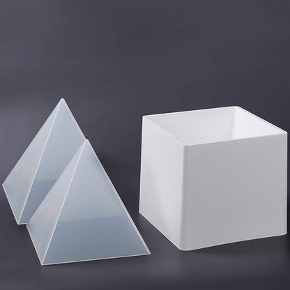 Large DIY Pyramid Resin Mold Set, Big Silicone Pyramid Molds, Jewelry Making Craft Mould Tool, 15cm5.9", 2 x Inner Silicone Molds, 1 x Outter Shell