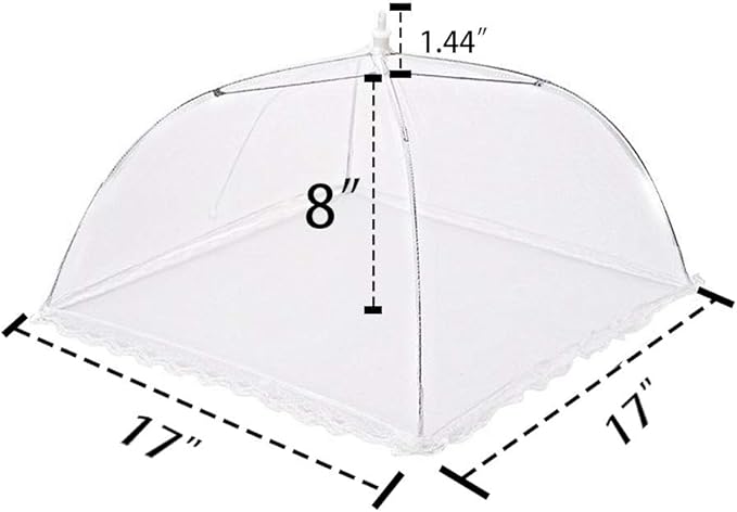 2 Pack Pop-Up Mesh Food Covers, 17 Inches Umbrella-Style Folding Mesh Food Cover Picnic Dome, Food Protector Tent Keep Out Flies, Bugs, Mosquitoes