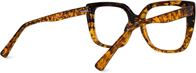 Zeelool Stylish Oversized Square Glasses with Non-prescription Clear Lens Eyewear for Women Brenda ZOP02126-16 Amber