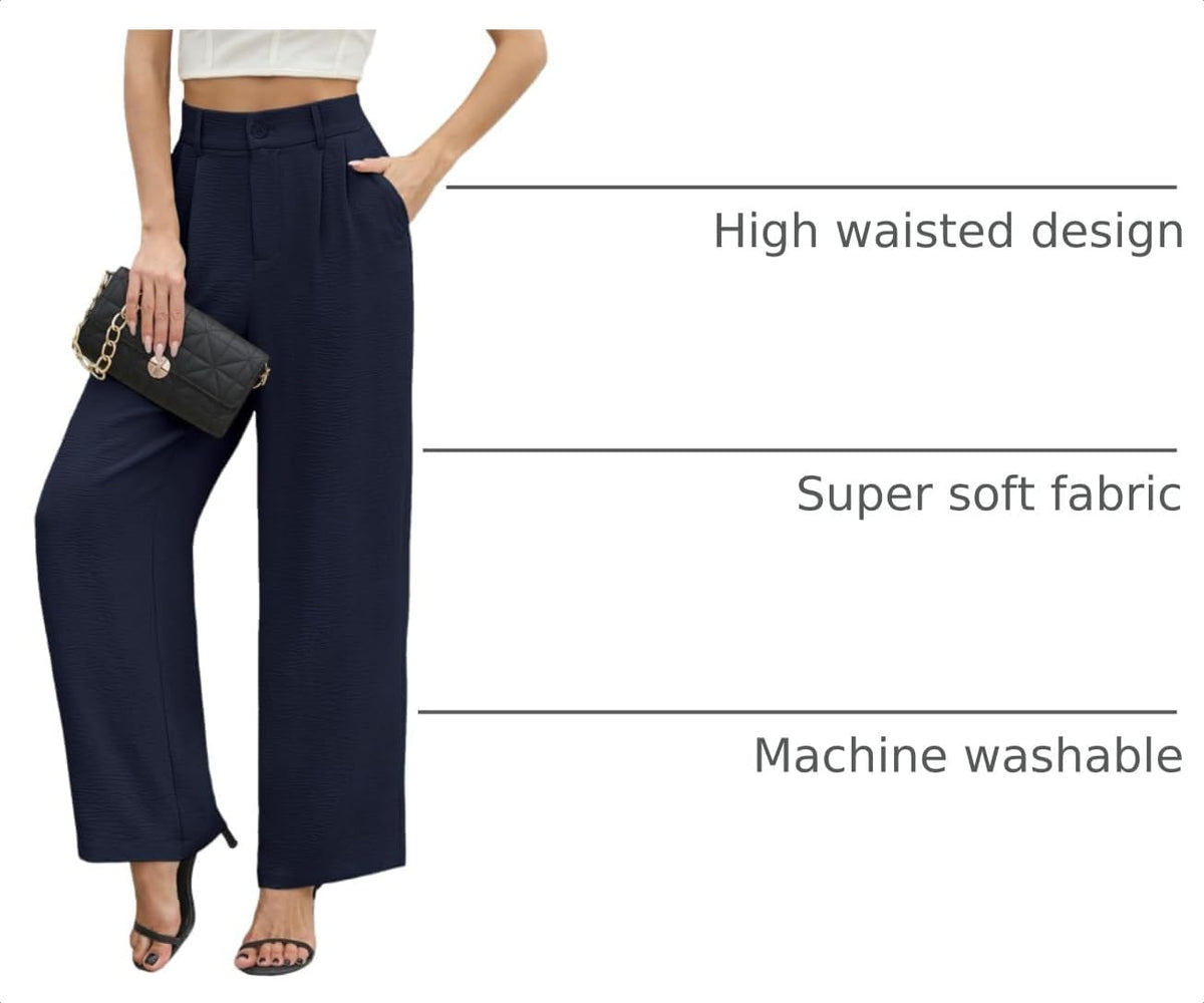 CZYINXIAN Women's Casual High Waisted Wide Leg Pants Flowy Business Work Casual Pants with Pockets